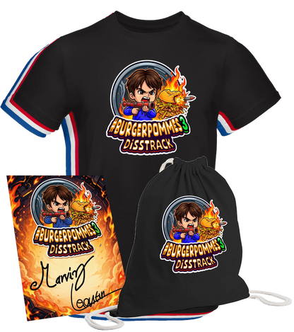 MarvinVlogt x Leontin - #BURGERPOMMES 3 Disstrack - T-Shirt, Turnbeutel & Autogrammkarte