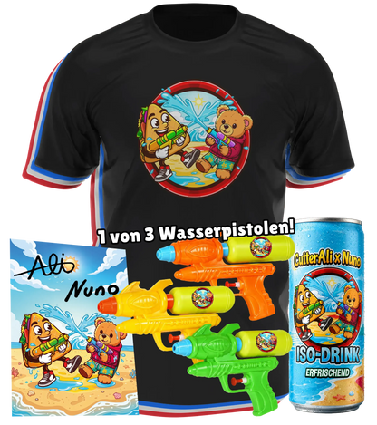 CutterAli x Nuno - Sommer Bundle - T-Shirt, Wasserpistole, Drink & Autogrammkarte