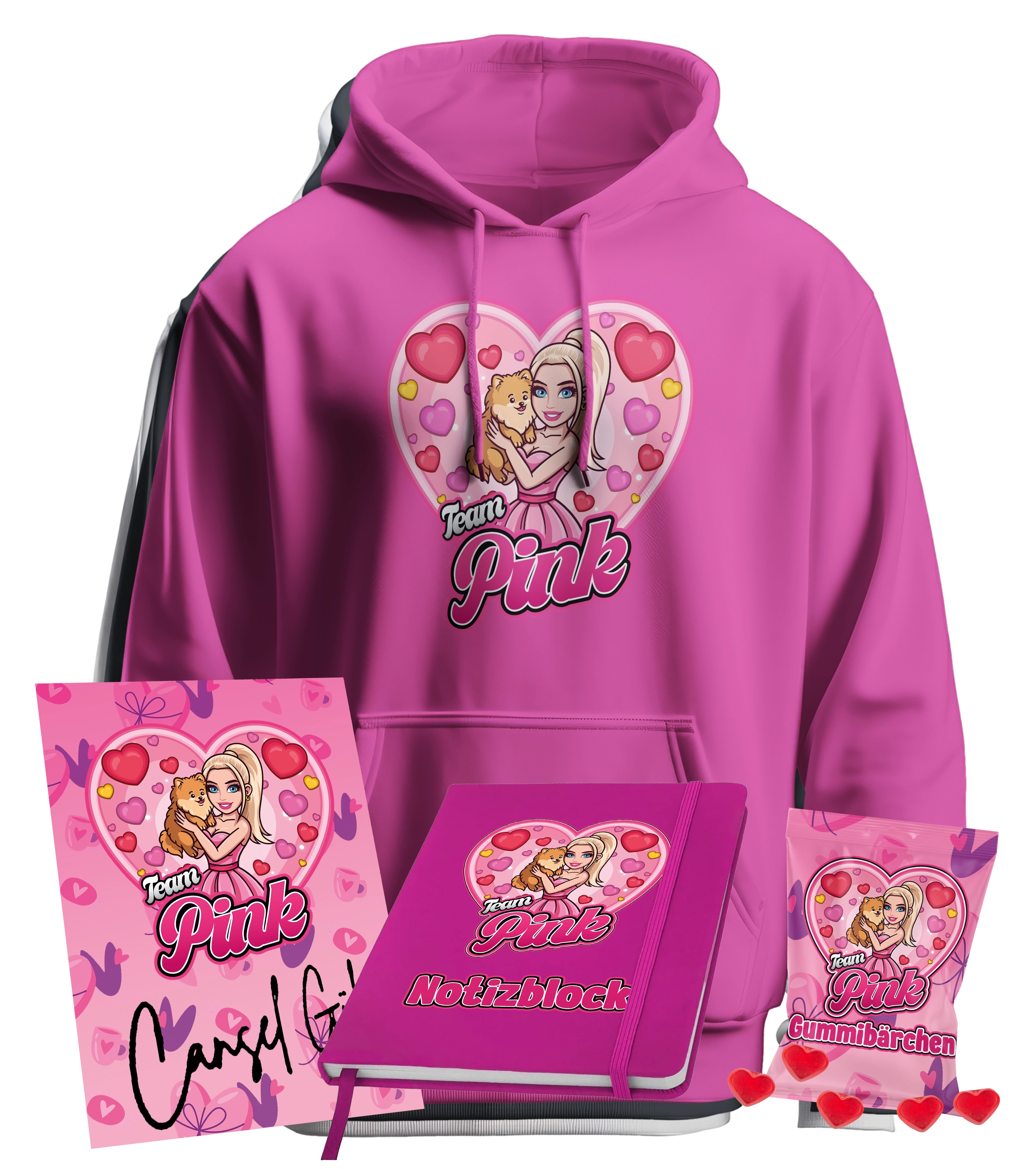 CanselGuel Love Bundle - Hoodie + Notizbuch + Gummibärchen + Autogrammkarte