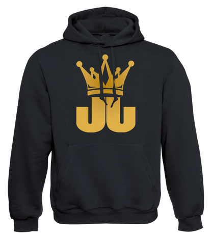 Schwarzer Hoodie mit goldenem JJ-Logo und Krone – schlichtes, edles Design für Fans von Jo Jonas und stylischer Streetwear mit Statement.

