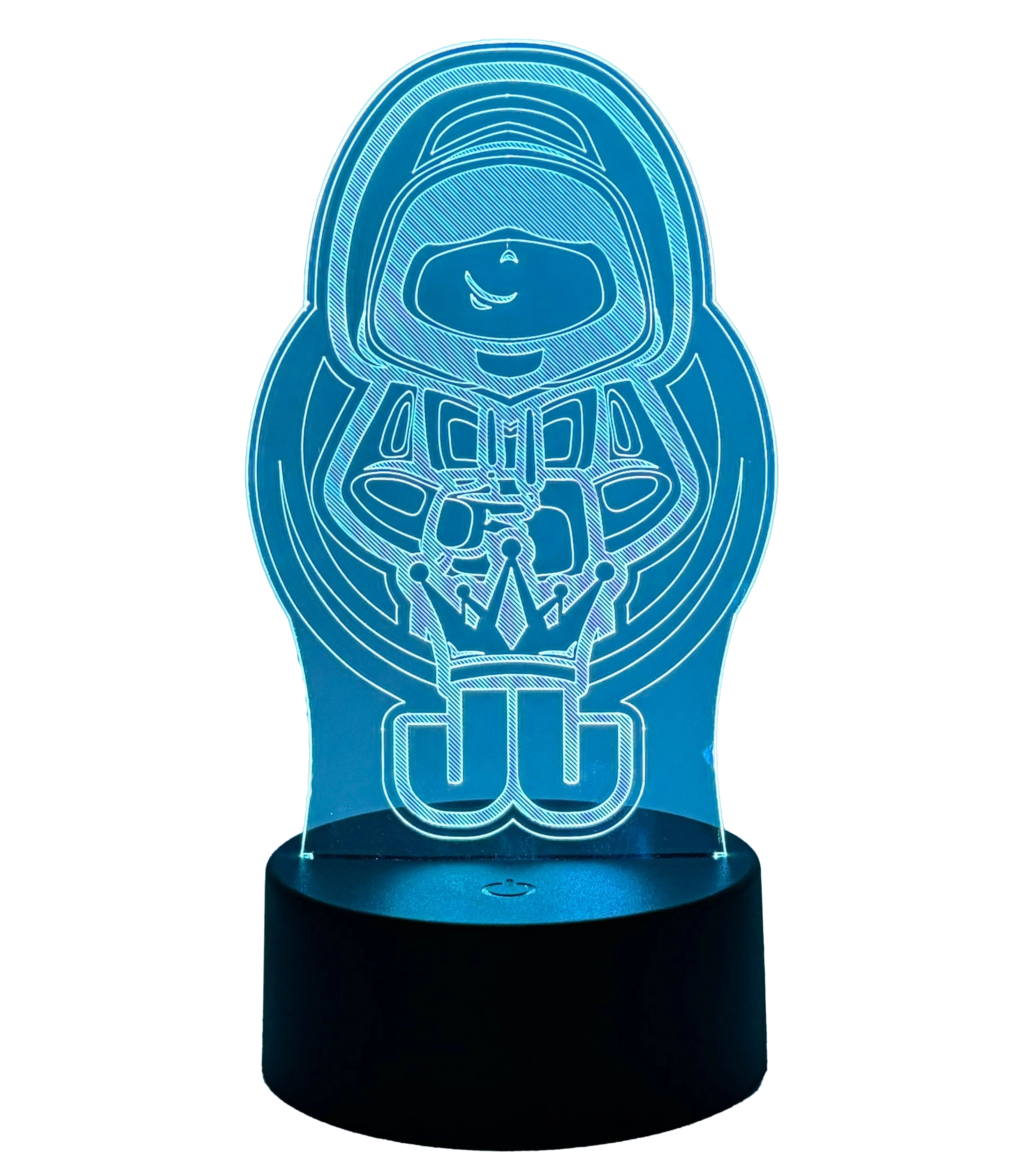 Leuchtende LED-Lampe mit Jo Jonas Gaming-Motiv in Blau – stylisches Deko-Accessoire für Fans und Gamer-Zimmer.

