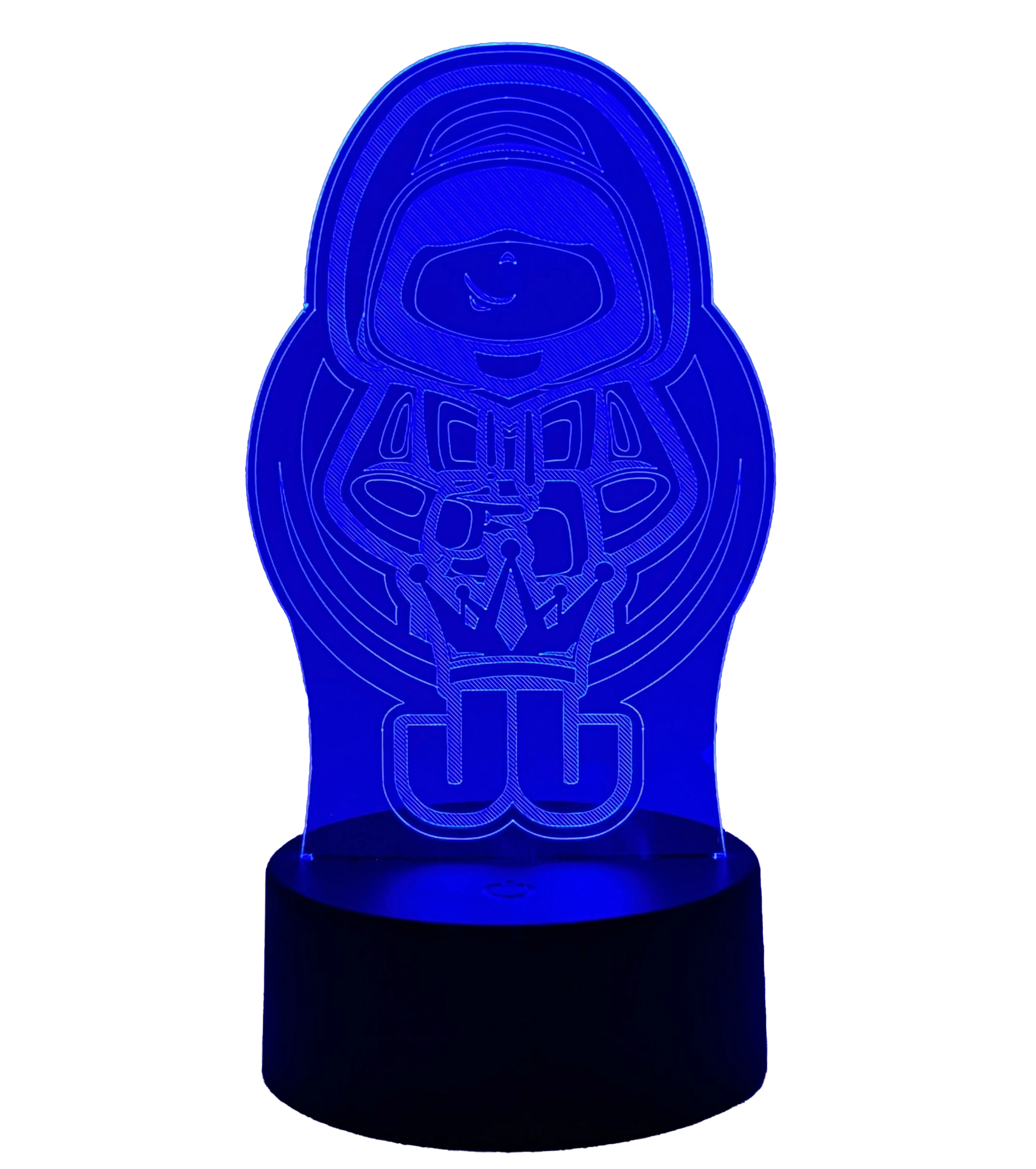 Jo Jonas LED-Lampe mit intensivem dunkelblauem Licht und charakteristischem Gaming-Motiv – perfekte Fan-Deko für Gaming-Setups und Sammler.


