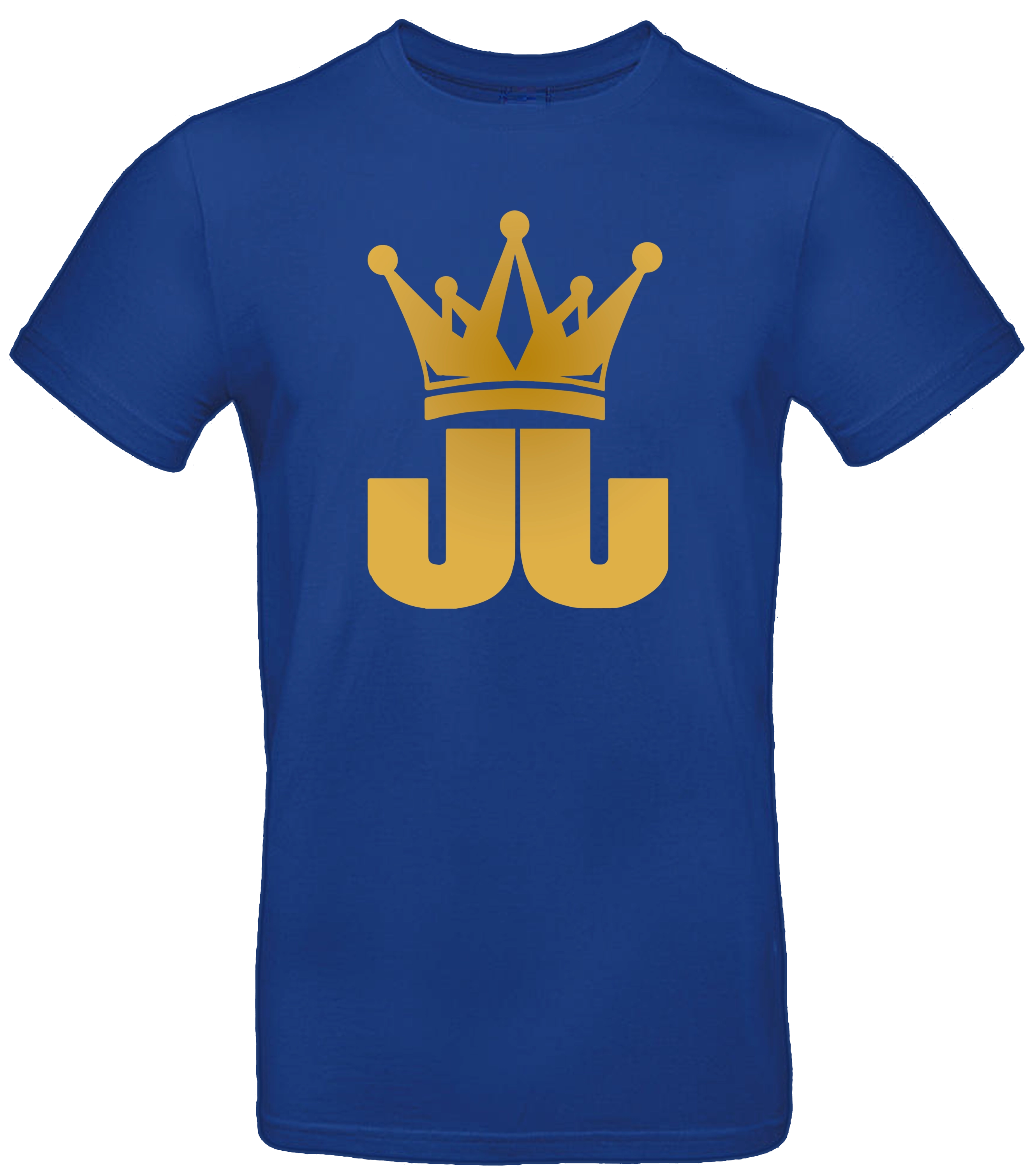 Blaues T-Shirt mit goldener JJ-Krone – stylishes Statement-Shirt aus der Jo Jonas Kollektion.

