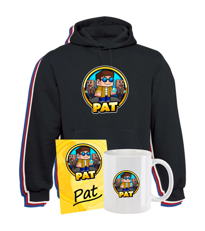 Komplettes PAT-Merchandise-Bundle mit Hoodie, Tasse und Autogrammkarte im charakteristischen Minecraft-Stil. Enthält ikonisches PAT-Motiv mit 3D-Figuren-Optik, ideal für Fans des beliebten Creators – perfekt als Geschenkset oder Sammlerstück.







