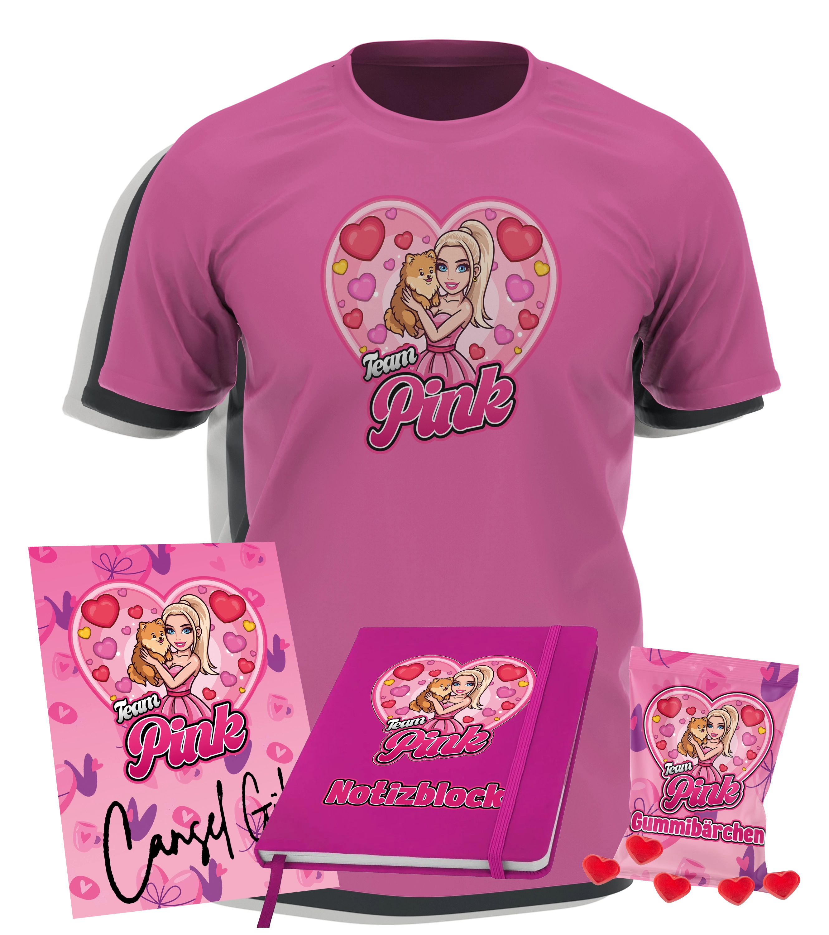 CanselGuel Love Bundle - T-Shirt + Notizbuch + Gummibärchen + Autogrammkarte